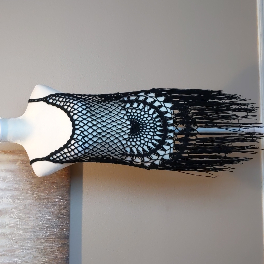 Crochet overlay with fringe